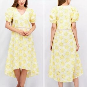 Labelrail x Olivia & Alice, size 6, Yellow Floral Puff Sleeve Dress, Coastal‎